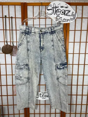 Acid Wash Cargo Pants Men Jeans Today's News 36x30