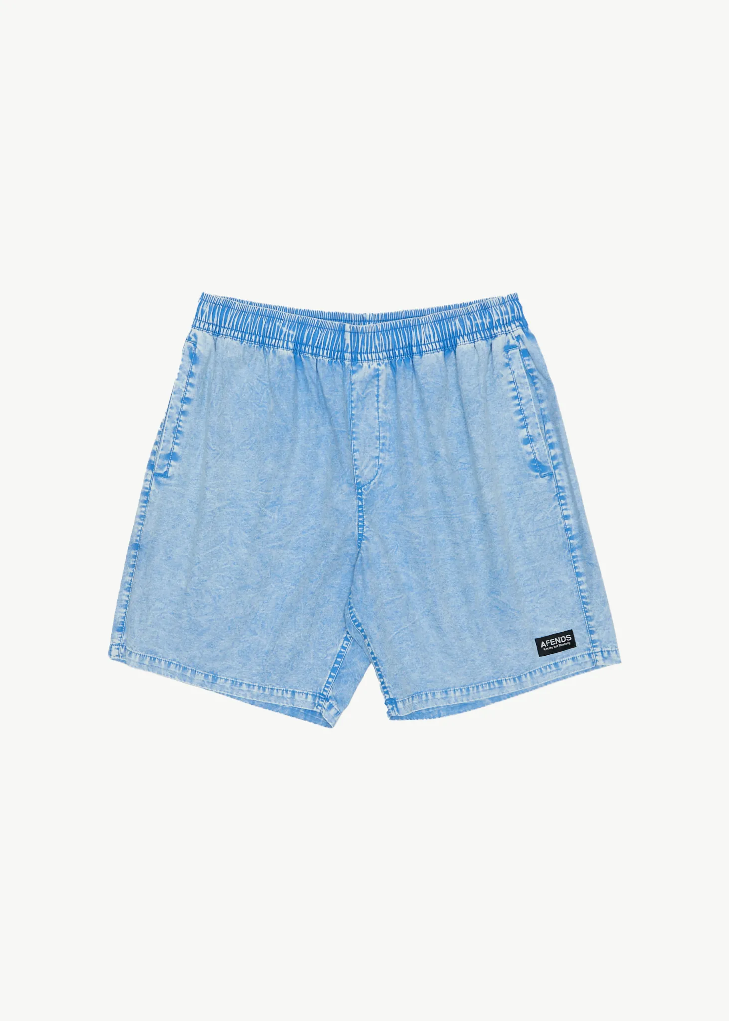 AFENDS Mens The Dopamine - Swim Short 18" - Blue Acid Wash