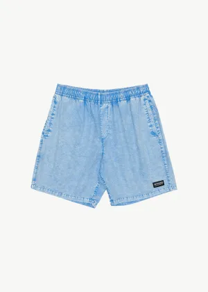 AFENDS Mens The Dopamine - Swim Short 18" - Blue Acid Wash