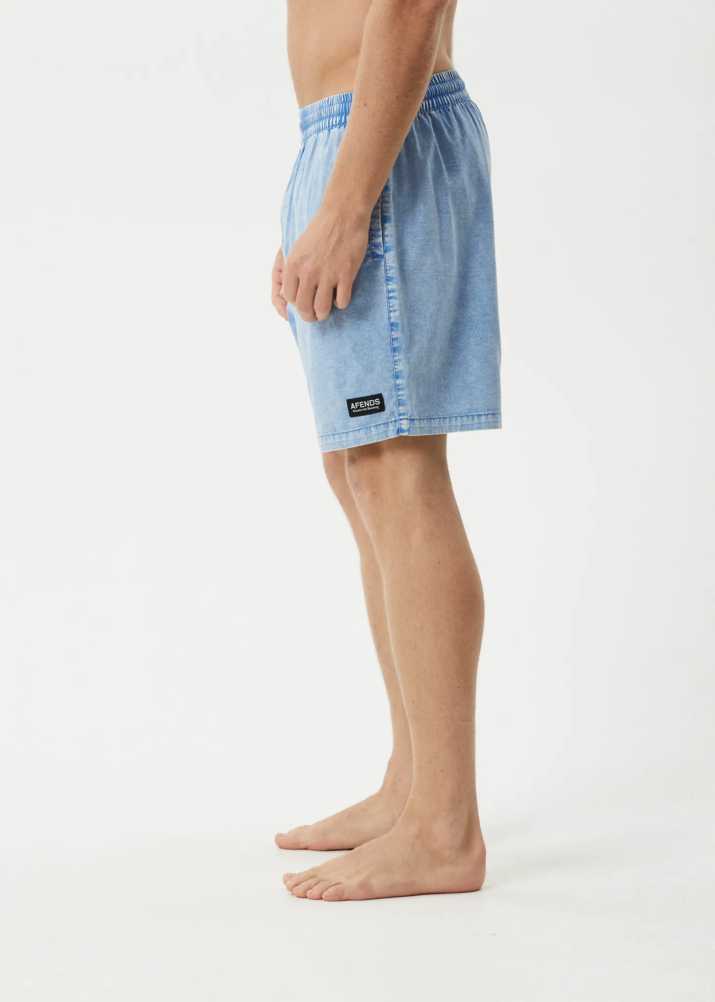 AFENDS Mens The Dopamine - Swim Short 18" - Blue Acid Wash