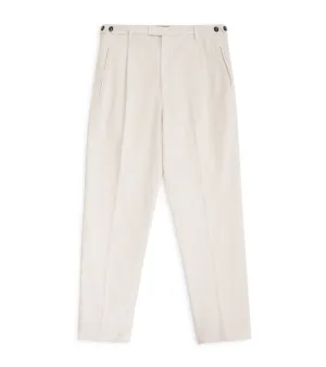 Barena Masco Mante Cotton Twill Pleated Trousers: Beige