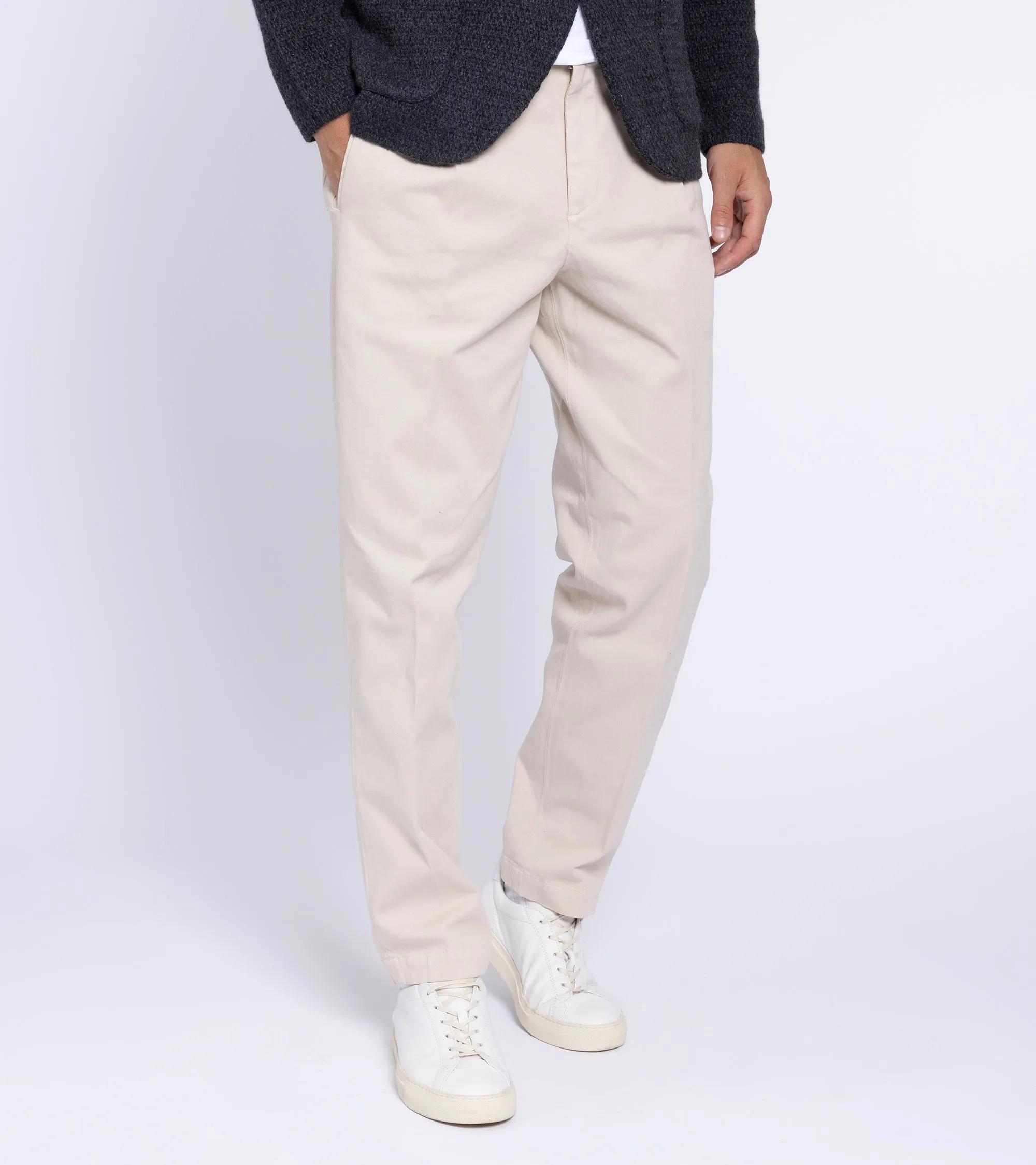 Barena Masco Mante Cotton Twill Pleated Trousers: Beige