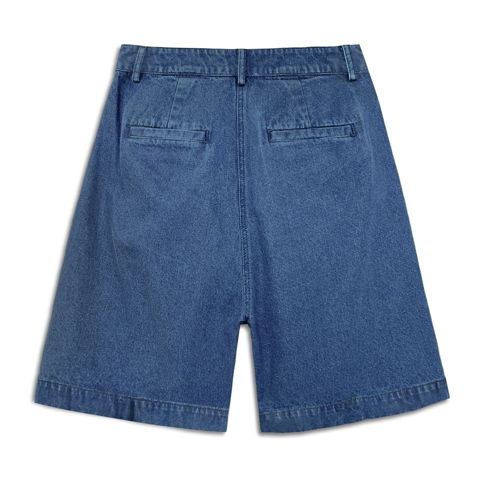 Bermuda Denim Pleat Shorts