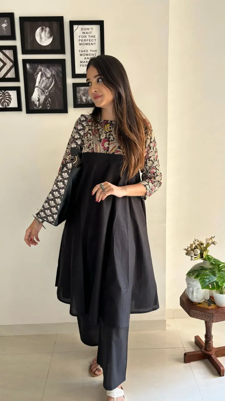 Black Color Kurta with Pant Set