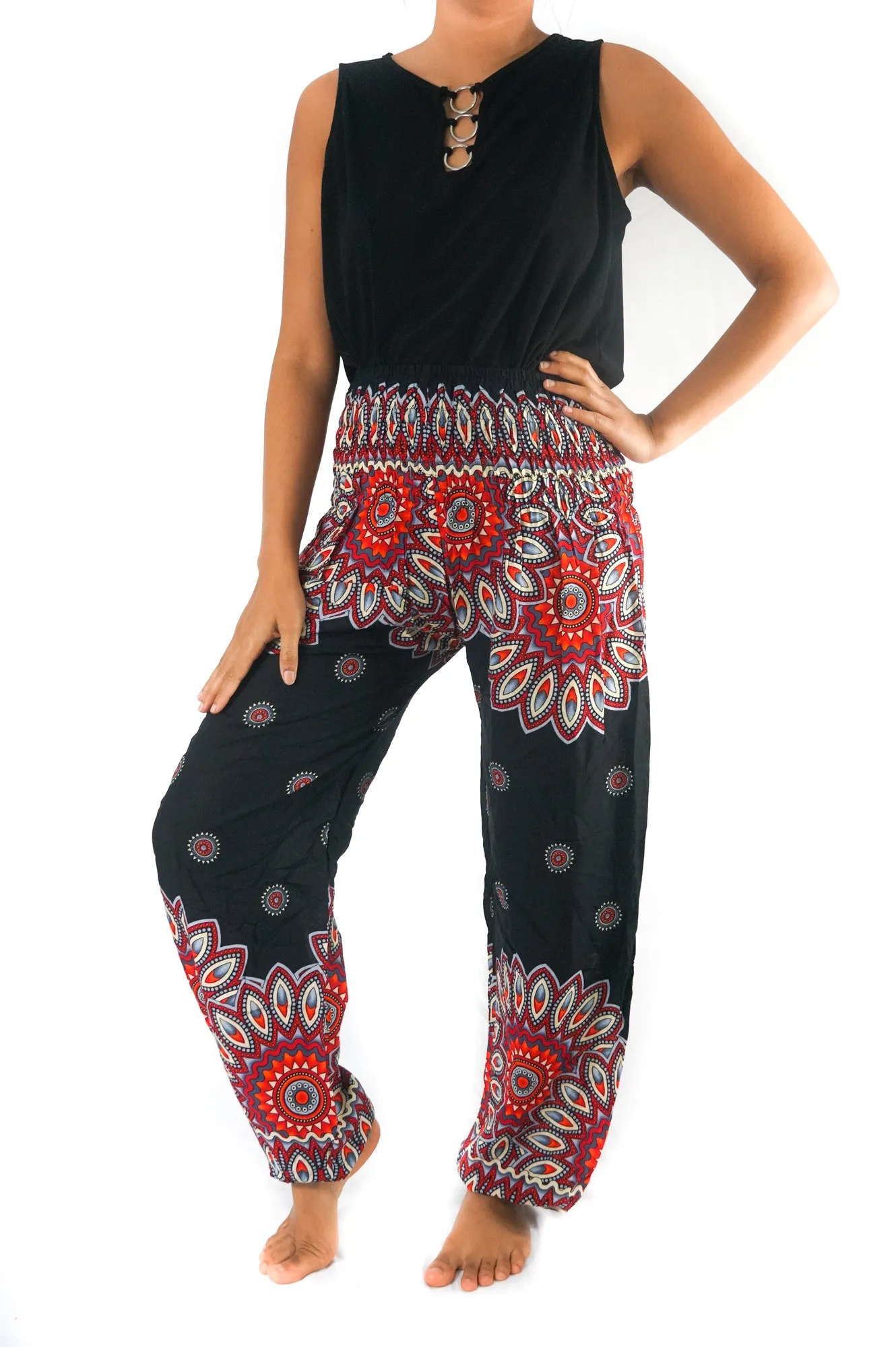 Black FLORAL Harem Pants Women Boho Pants Hippie