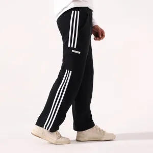 Black Stripe Wide Leg Cargo Unisex Trouser