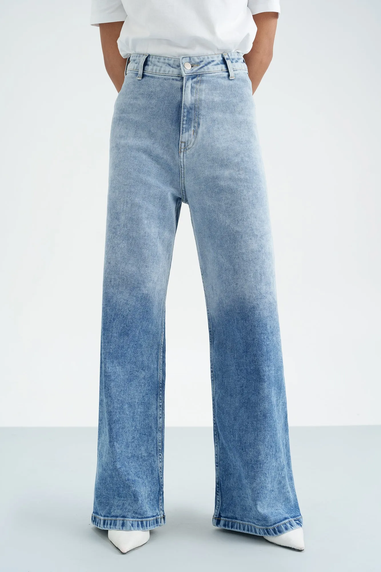 Blue Ombre Odyssey Retro Flare Stretch Jeans