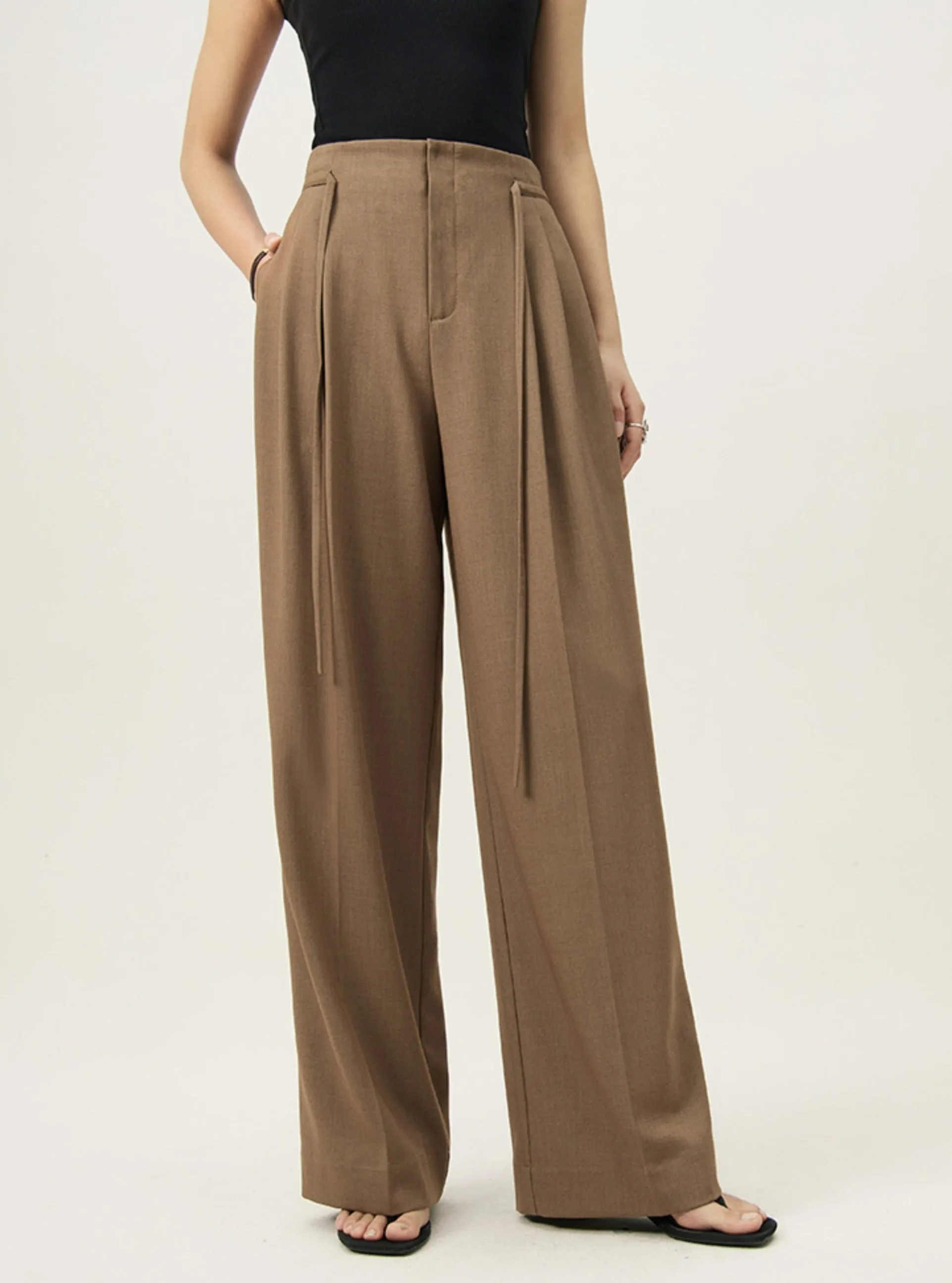 Camel Loose Fit Business Formal Trousers