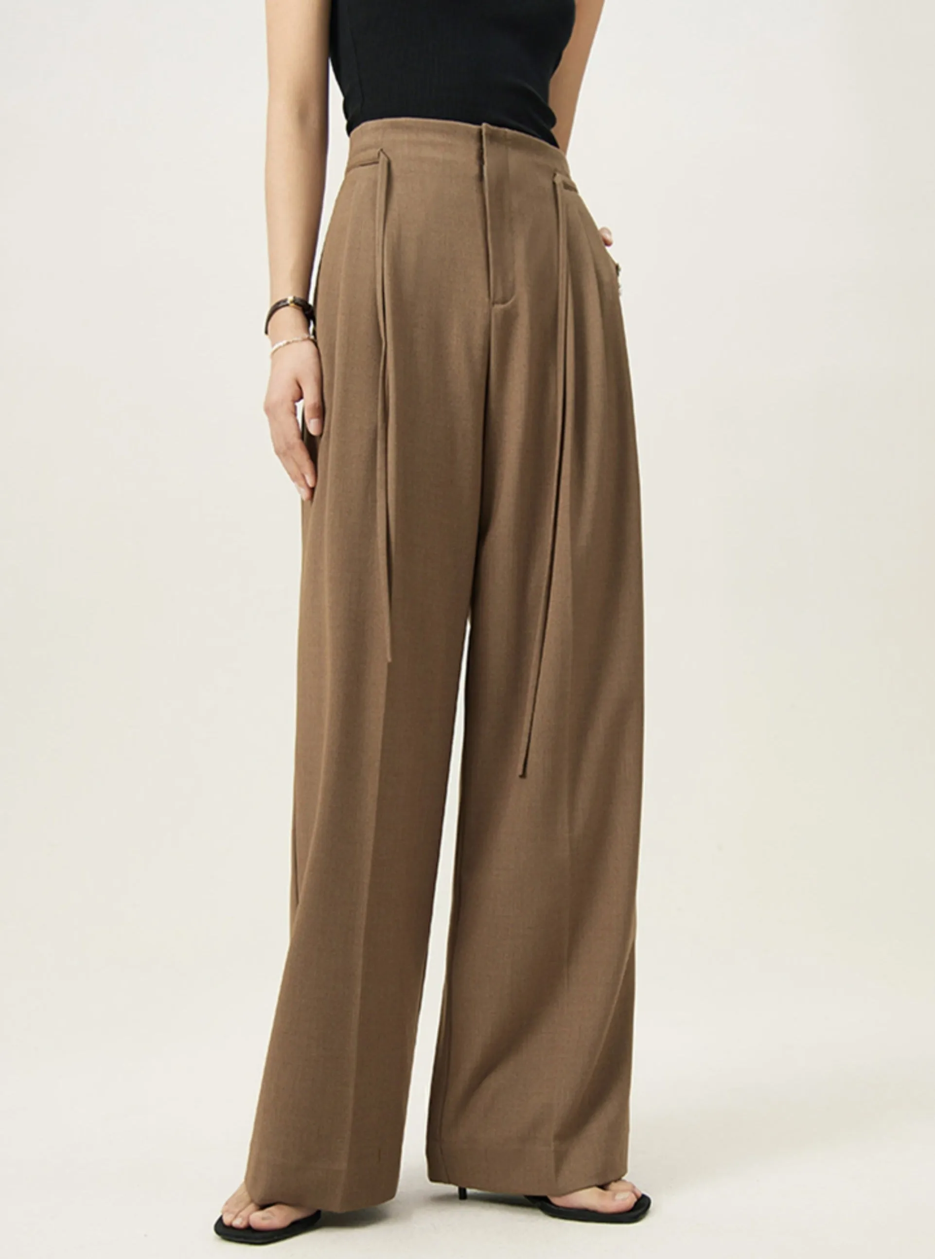 Camel Loose Fit Business Formal Trousers