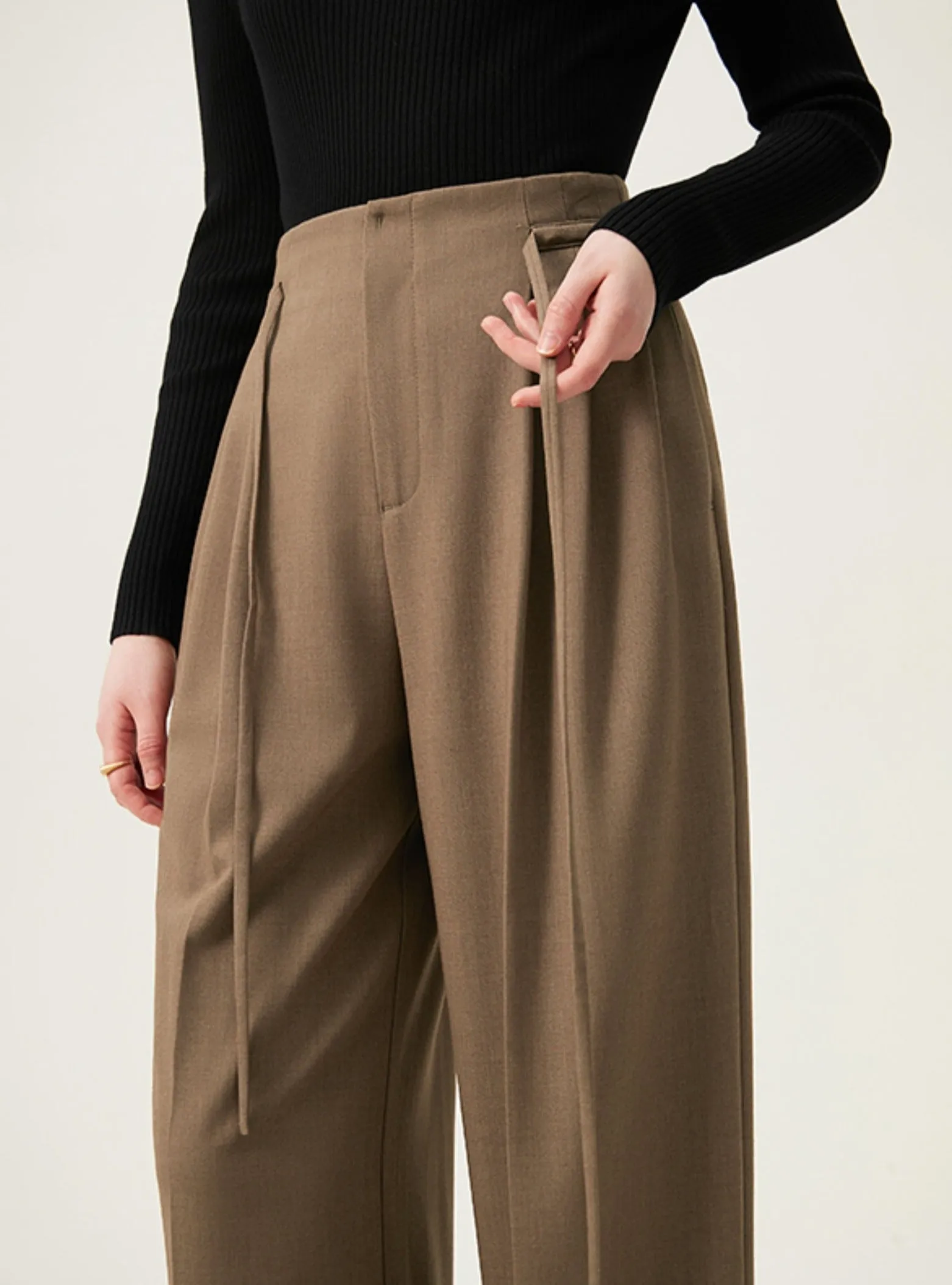 Camel Loose Fit Business Formal Trousers