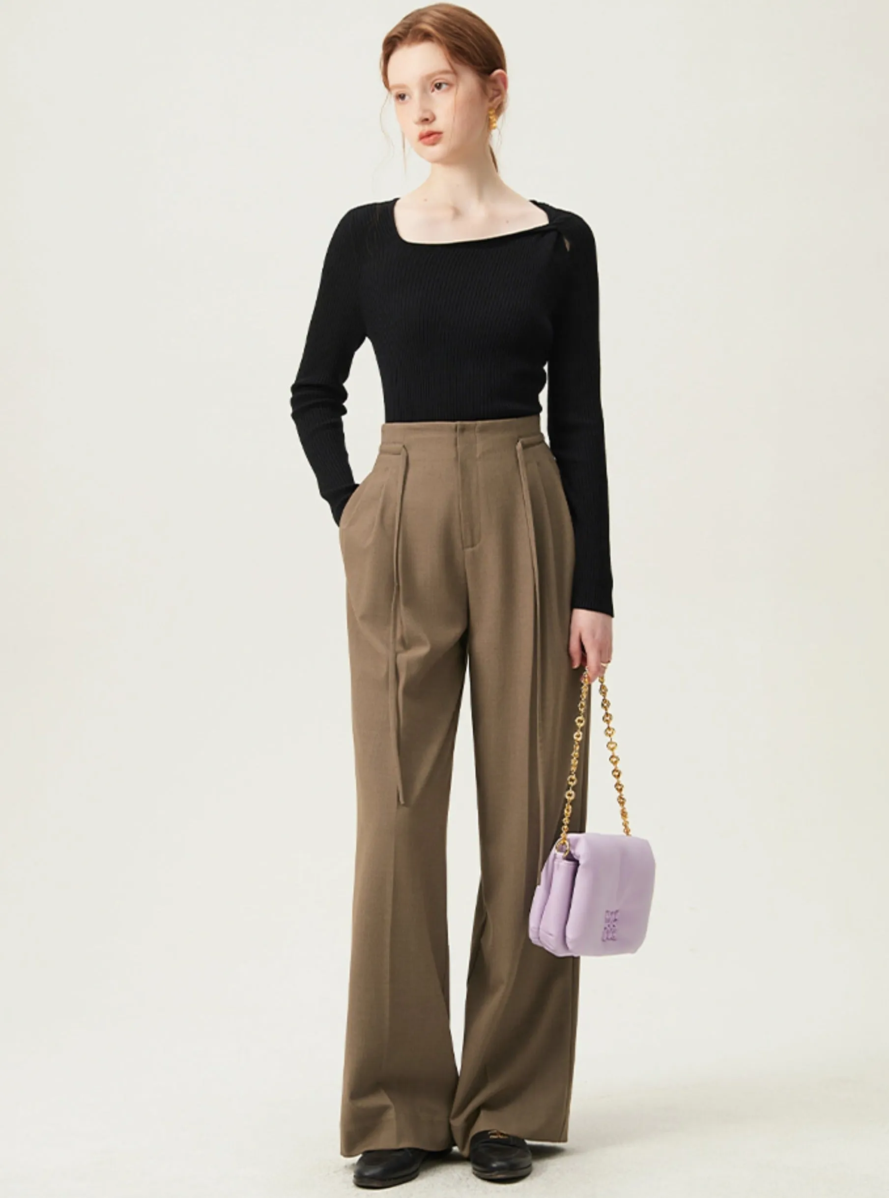 Camel Loose Fit Business Formal Trousers