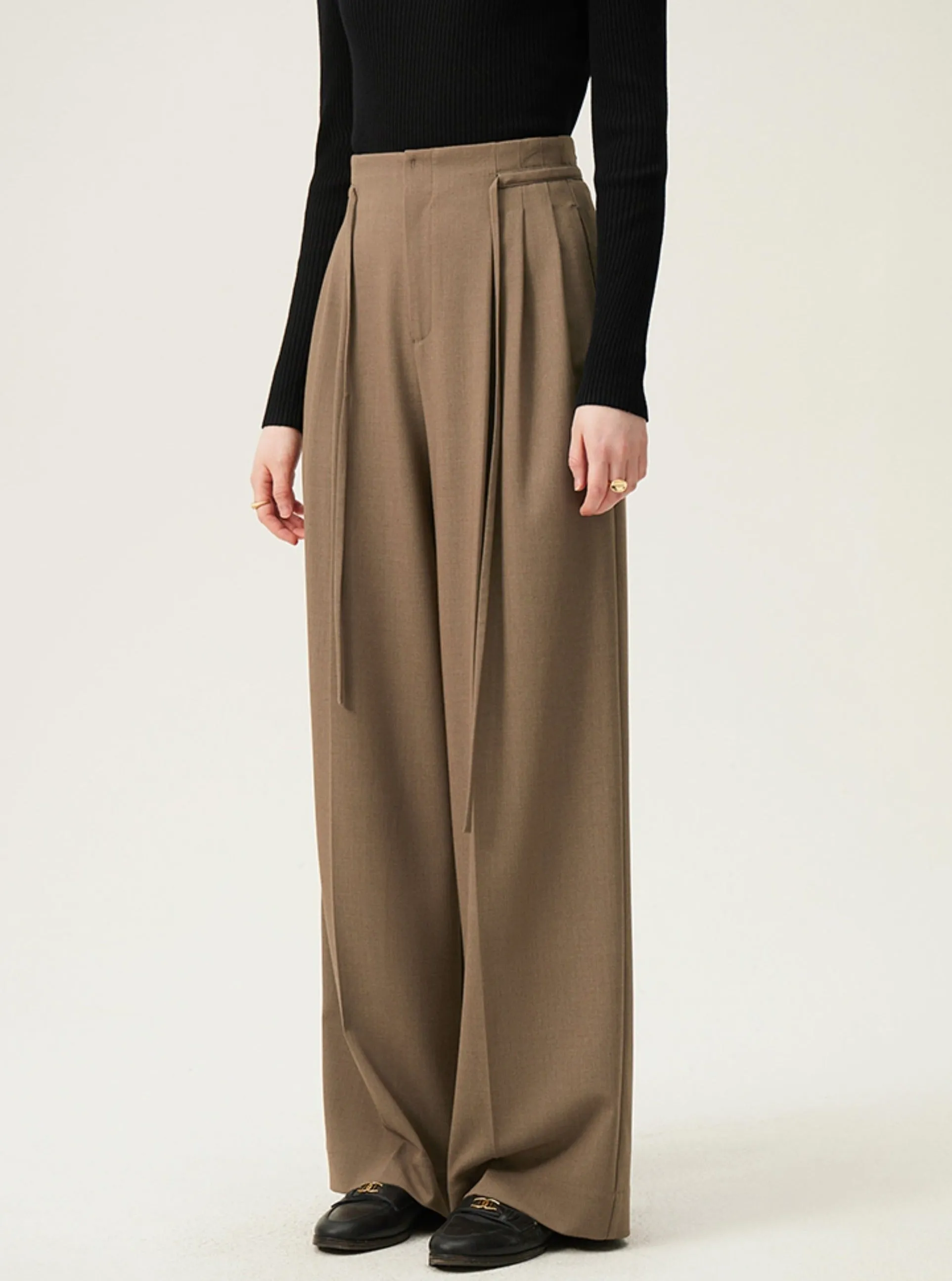 Camel Loose Fit Business Formal Trousers