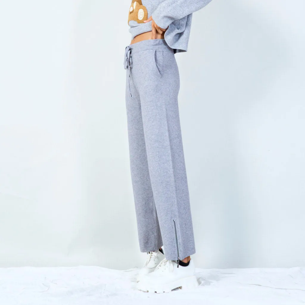 Casual drawstring pants with zipper detail wholesale