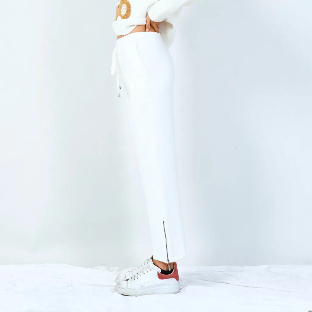 Casual drawstring pants with zipper detail wholesale