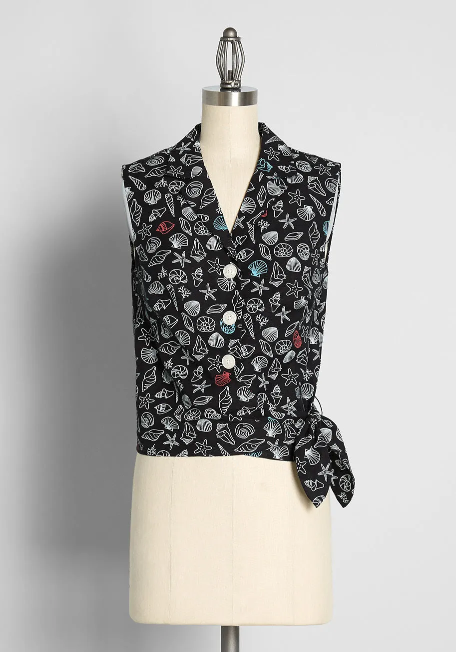 Charming in The Catskills Sleeveless Tie-Front Shirt