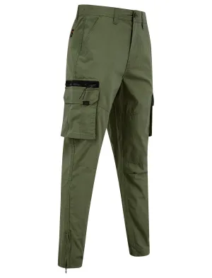 Costello Cotton Blend Multi-Pocket Cargo Trousers in Dusty Olive - Tokyo Laundry