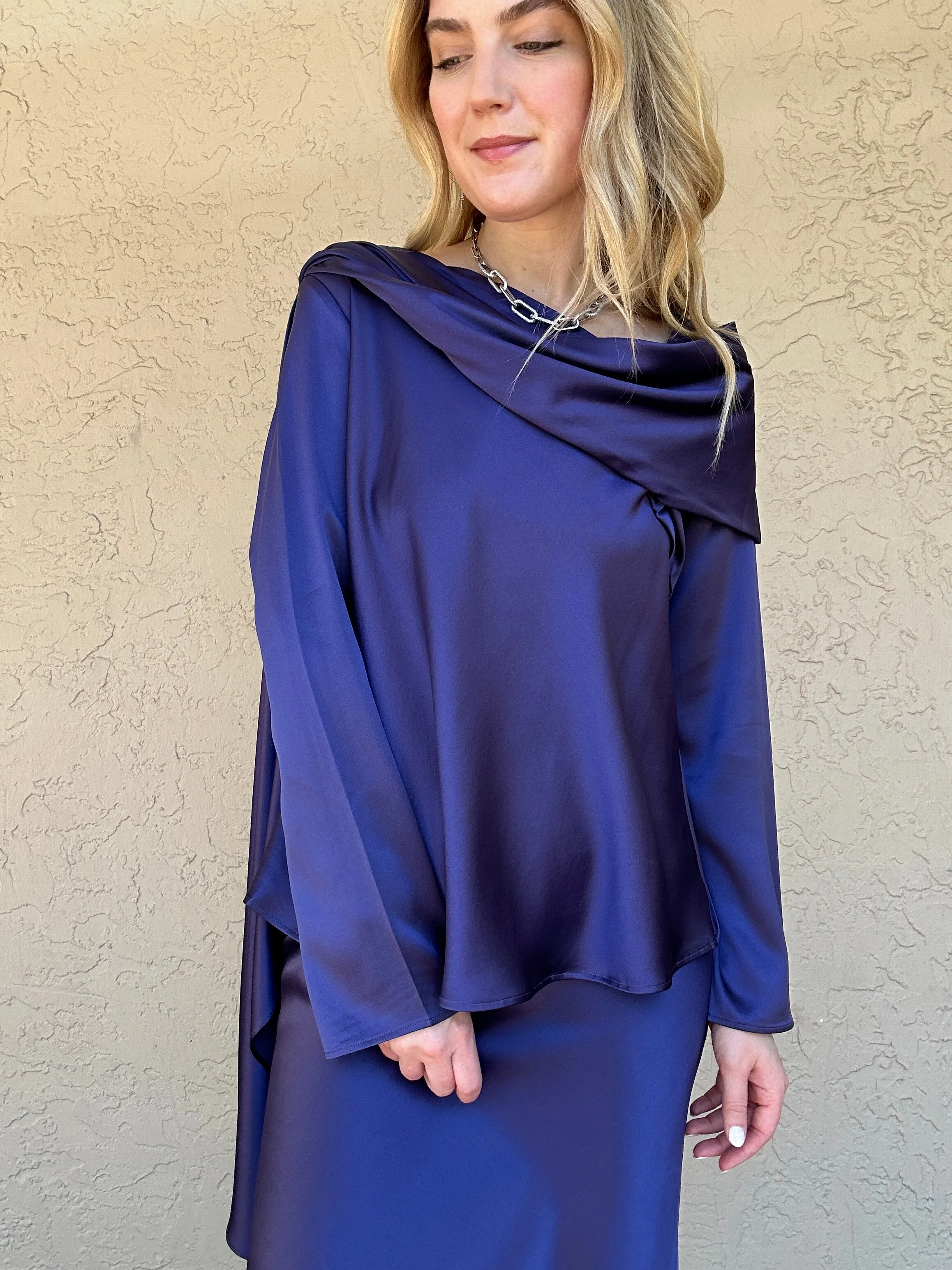 Crepe Drape Top - Midnight