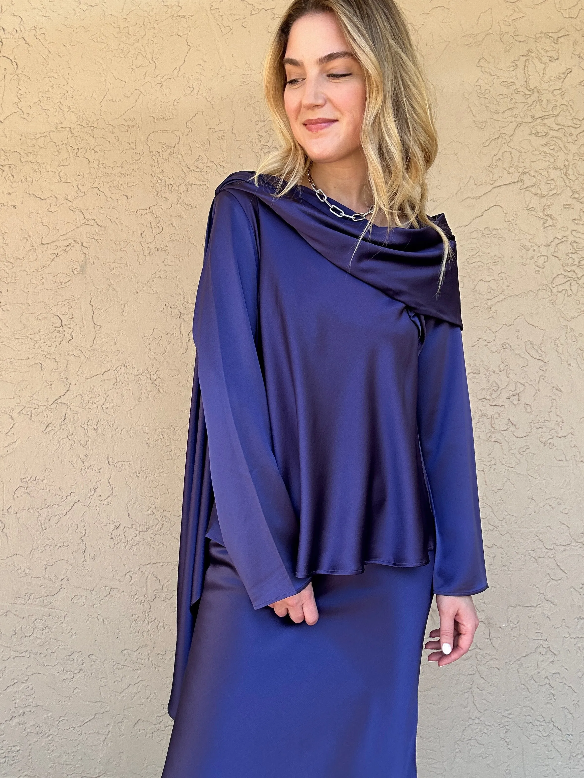 Crepe Drape Top - Midnight