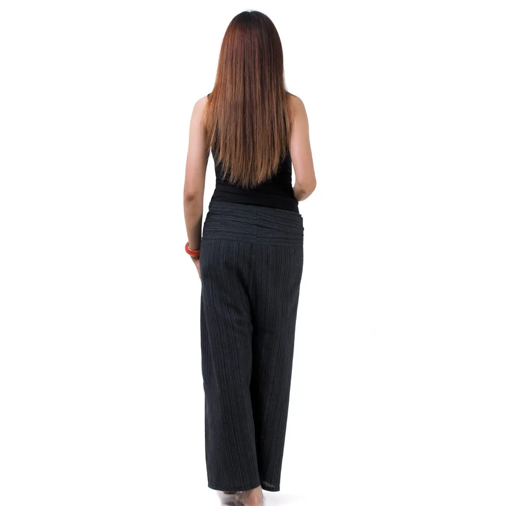 Elephant Gray Women's Pinstripe Thai Fisherman Pants