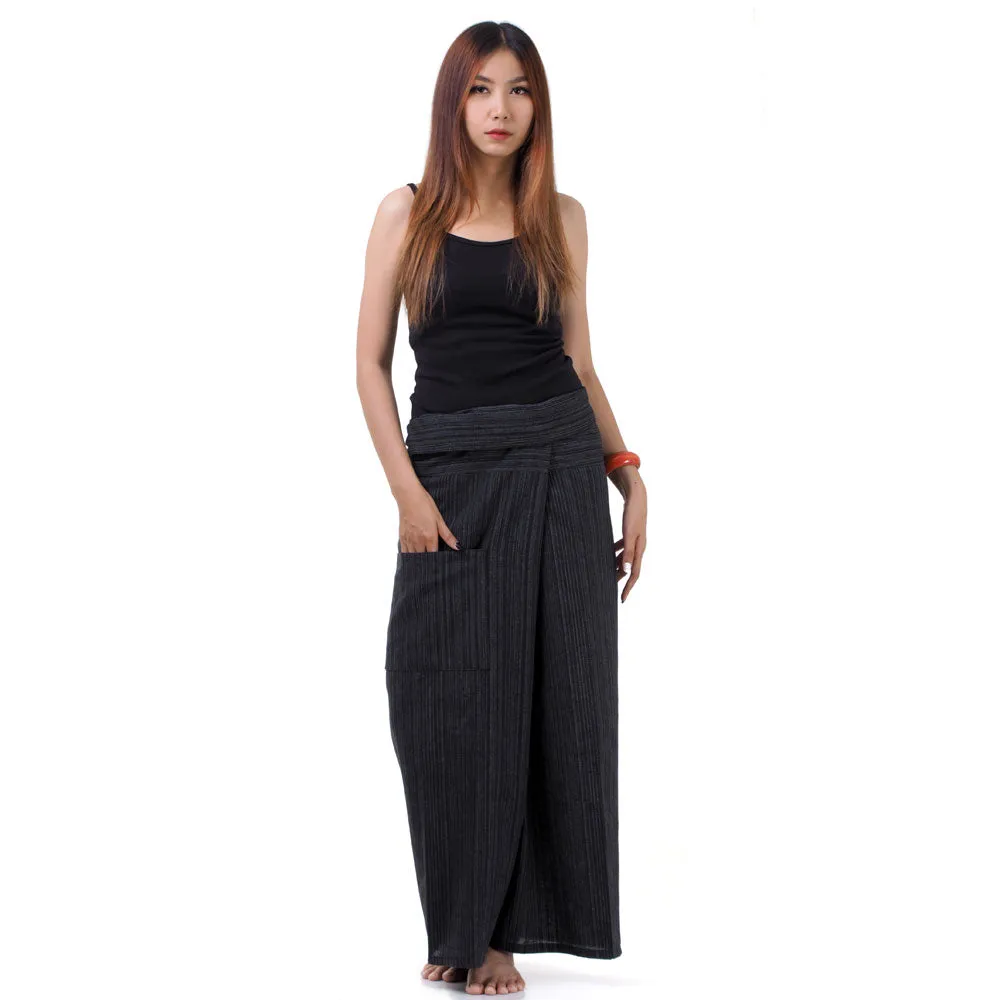 Elephant Gray Women's Pinstripe Thai Fisherman Pants