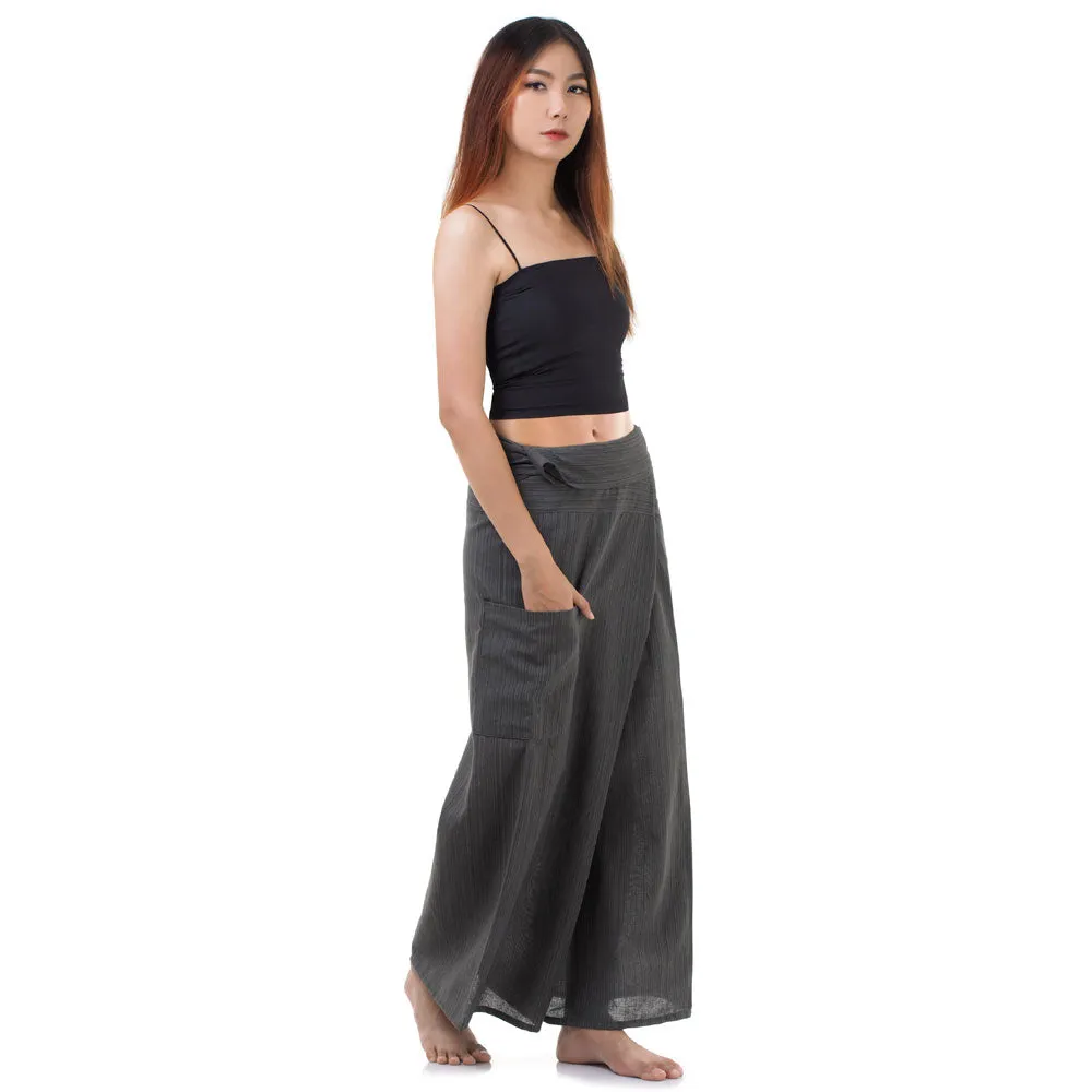 Elephant Gray Women's Pinstripe Thai Fisherman Pants