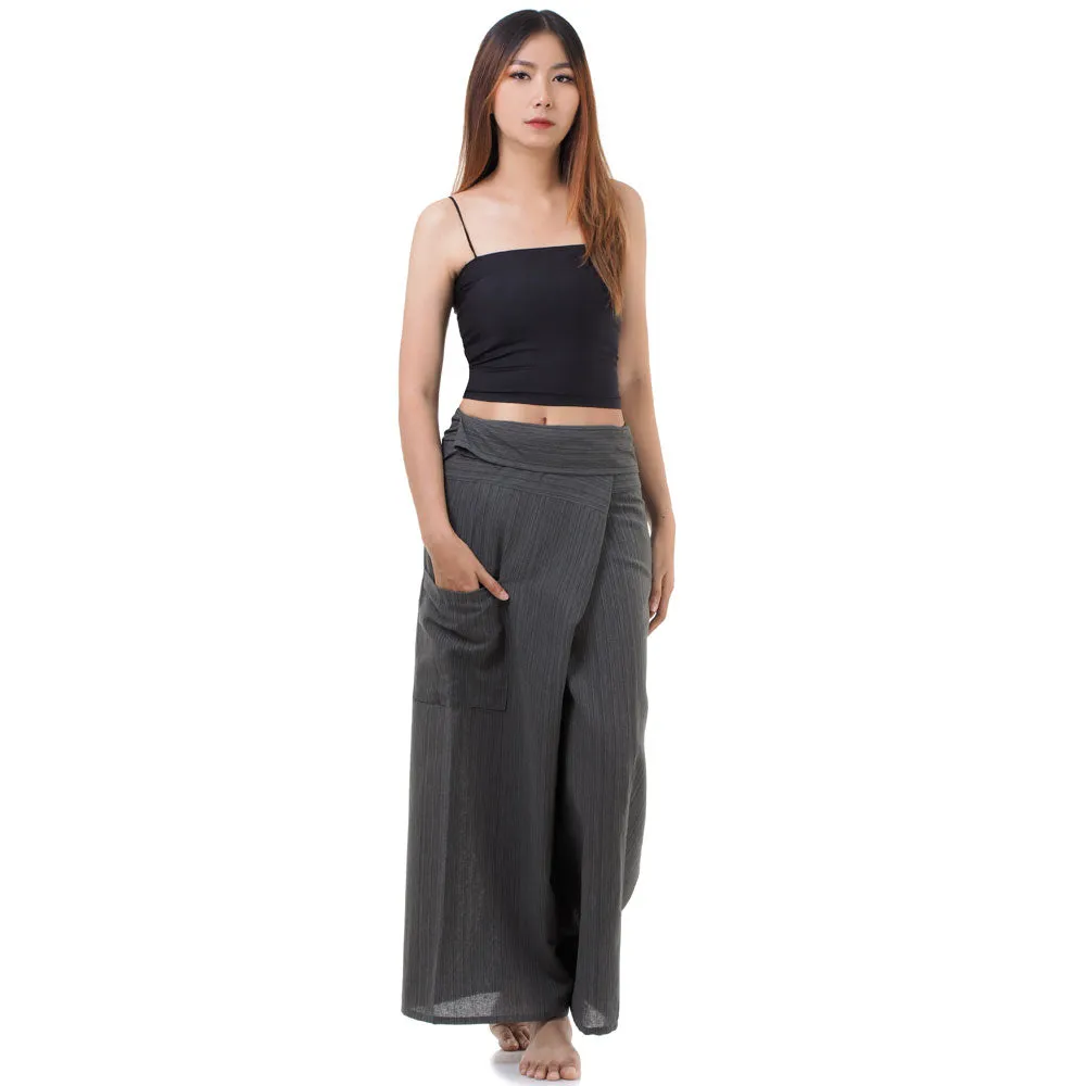 Elephant Gray Women's Pinstripe Thai Fisherman Pants