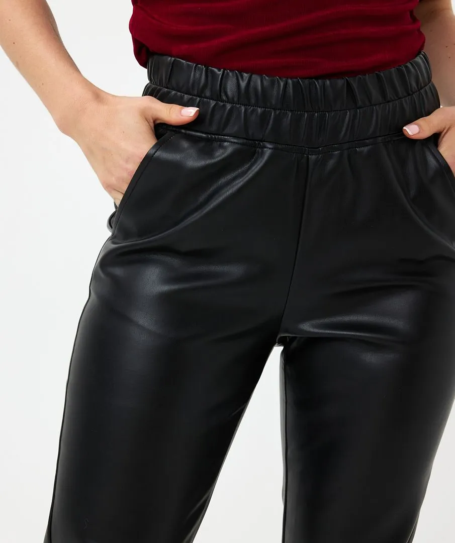 Esqualo Black Vegan Pull On Trousers