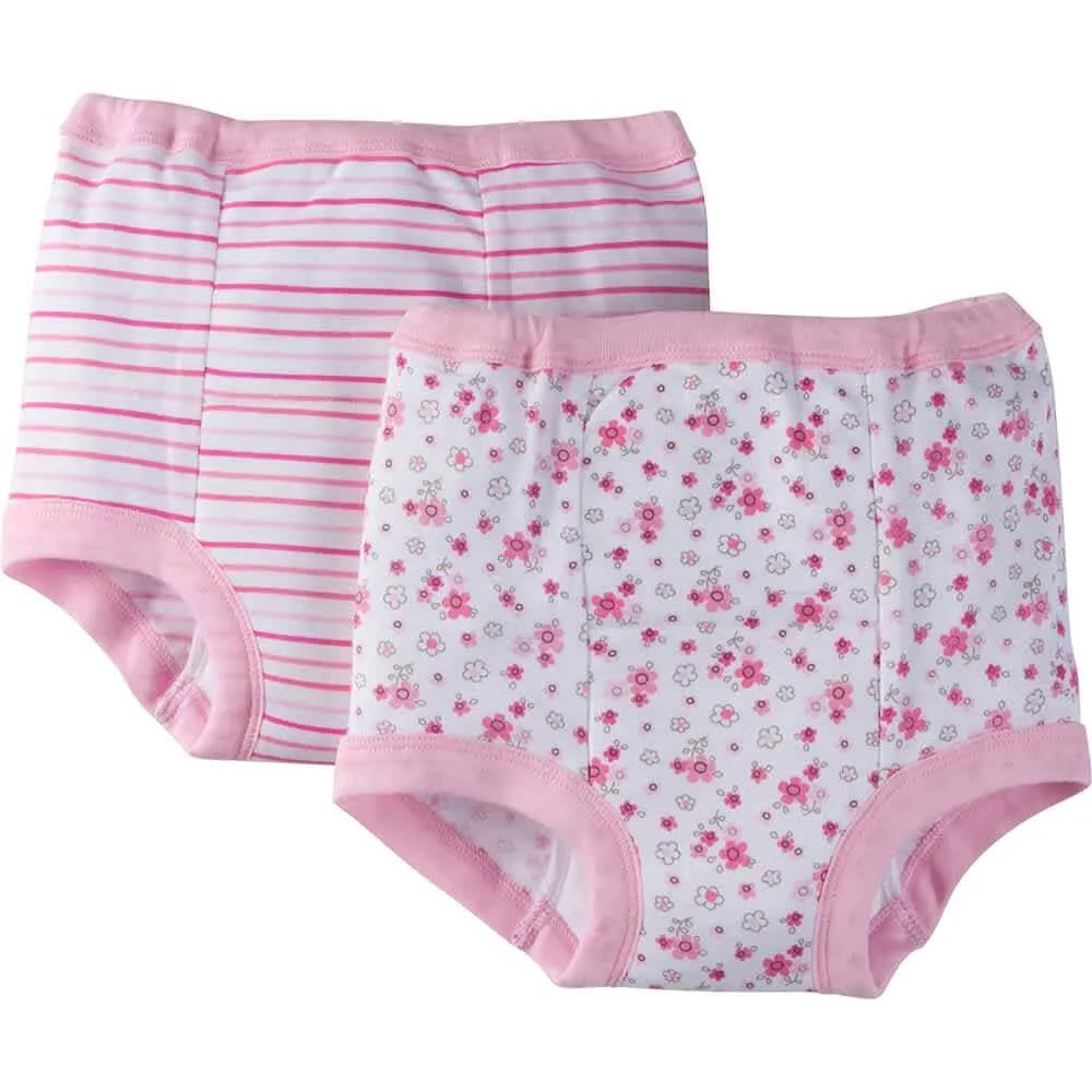 Gerber® 2-Pack Baby Girls Flowers and Stripes Training Pants