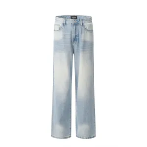 Gradient Wash Denim Trousers Retro Loose