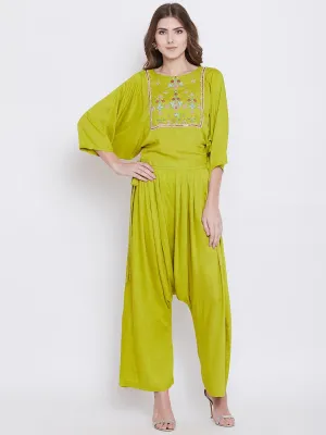 Green Elegance Embellished Top and Pant Set - (Clearance - Final Sale)