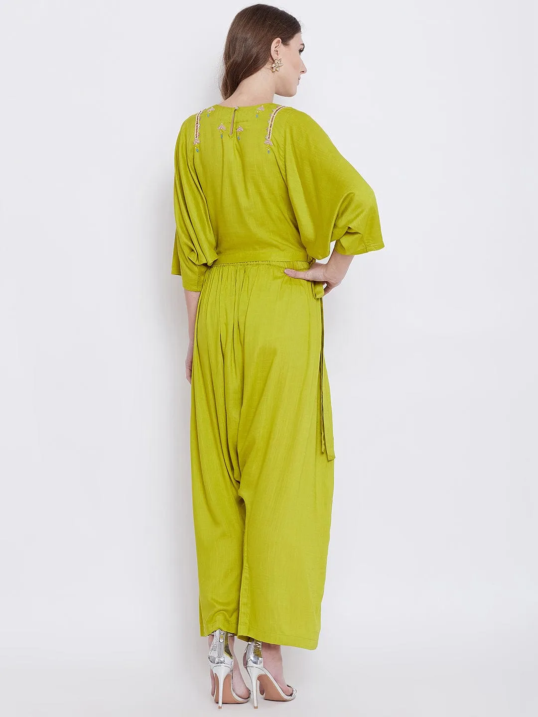 Green Elegance Embellished Top and Pant Set - (Clearance - Final Sale)