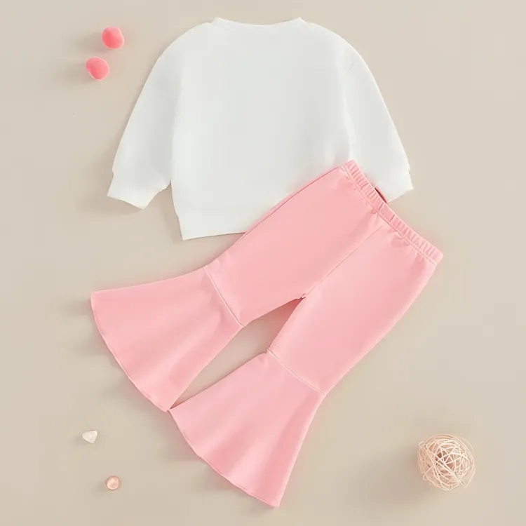 Happy New Year Pink Flared Pants Toddler Set