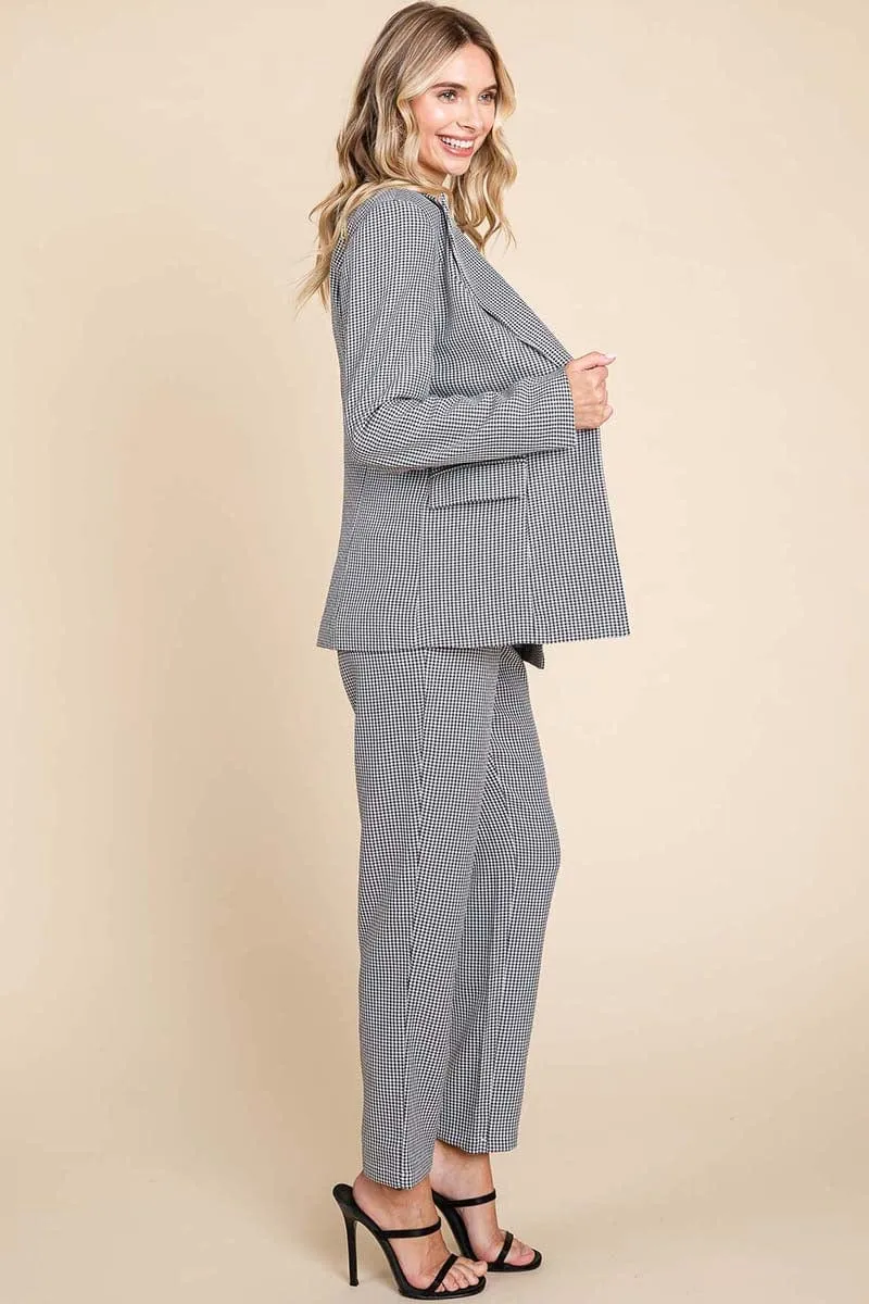 Houndstooth Blazer and High Waisted Pants Pantsuit