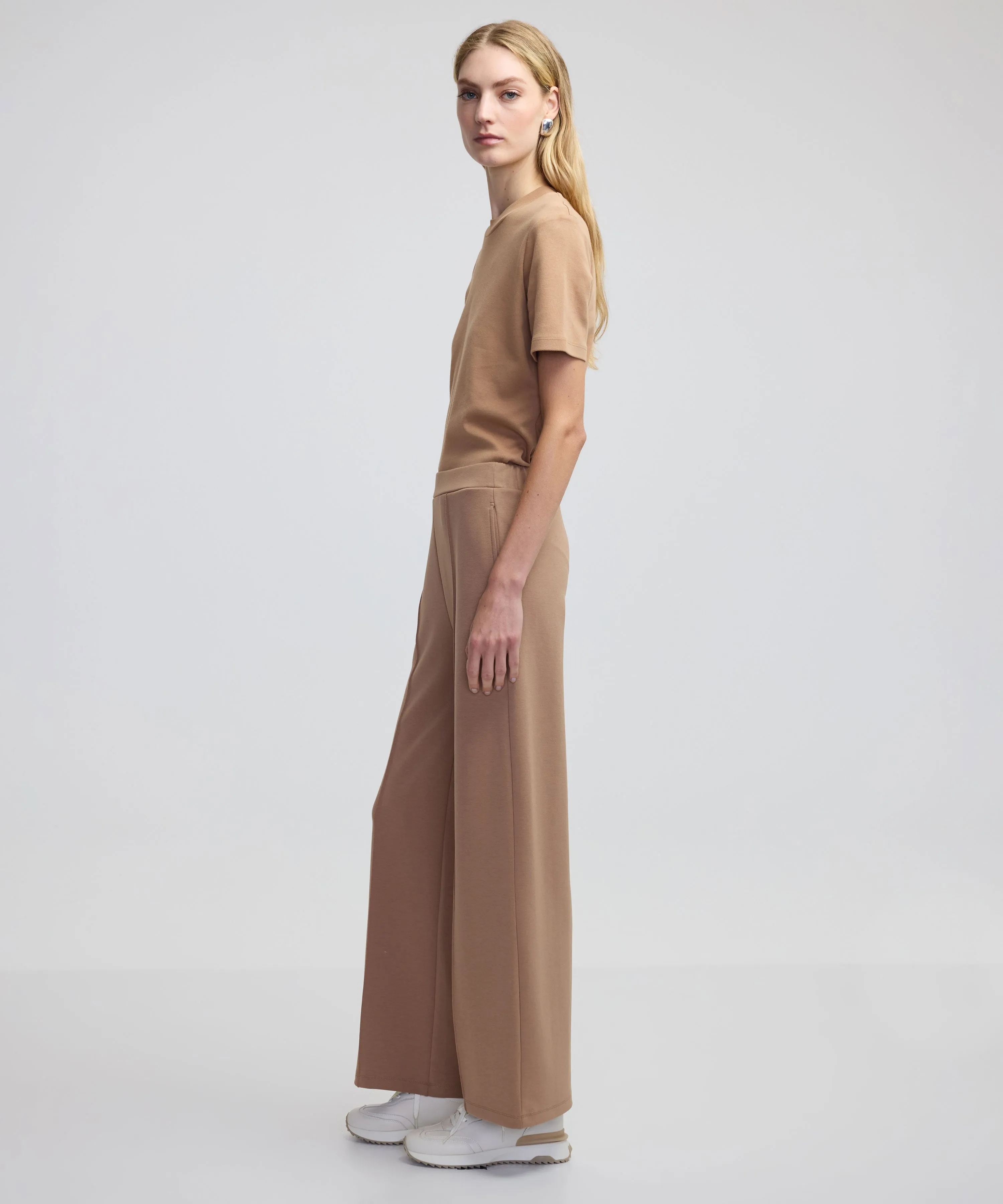 Ipekyol Ribbed Wide Leg Fit Trousers Natural