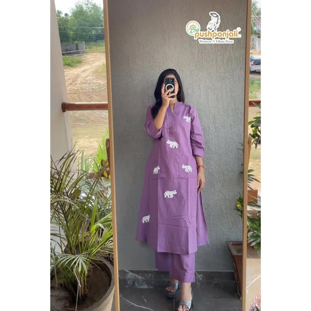 Lavender Kurta Set with Matching Pants"