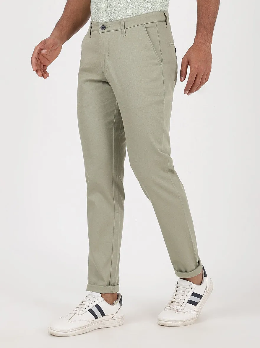 Light Green Solid Neo Fit Casual Trouser | Greenfibre