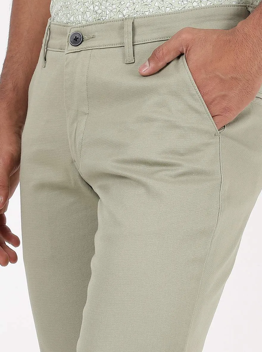 Light Green Solid Neo Fit Casual Trouser | Greenfibre