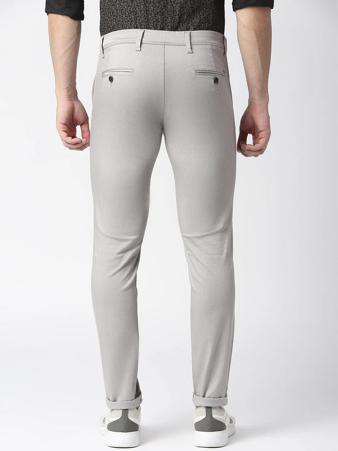 Light Grey Slim Tapered Cotton Stretch Trouser