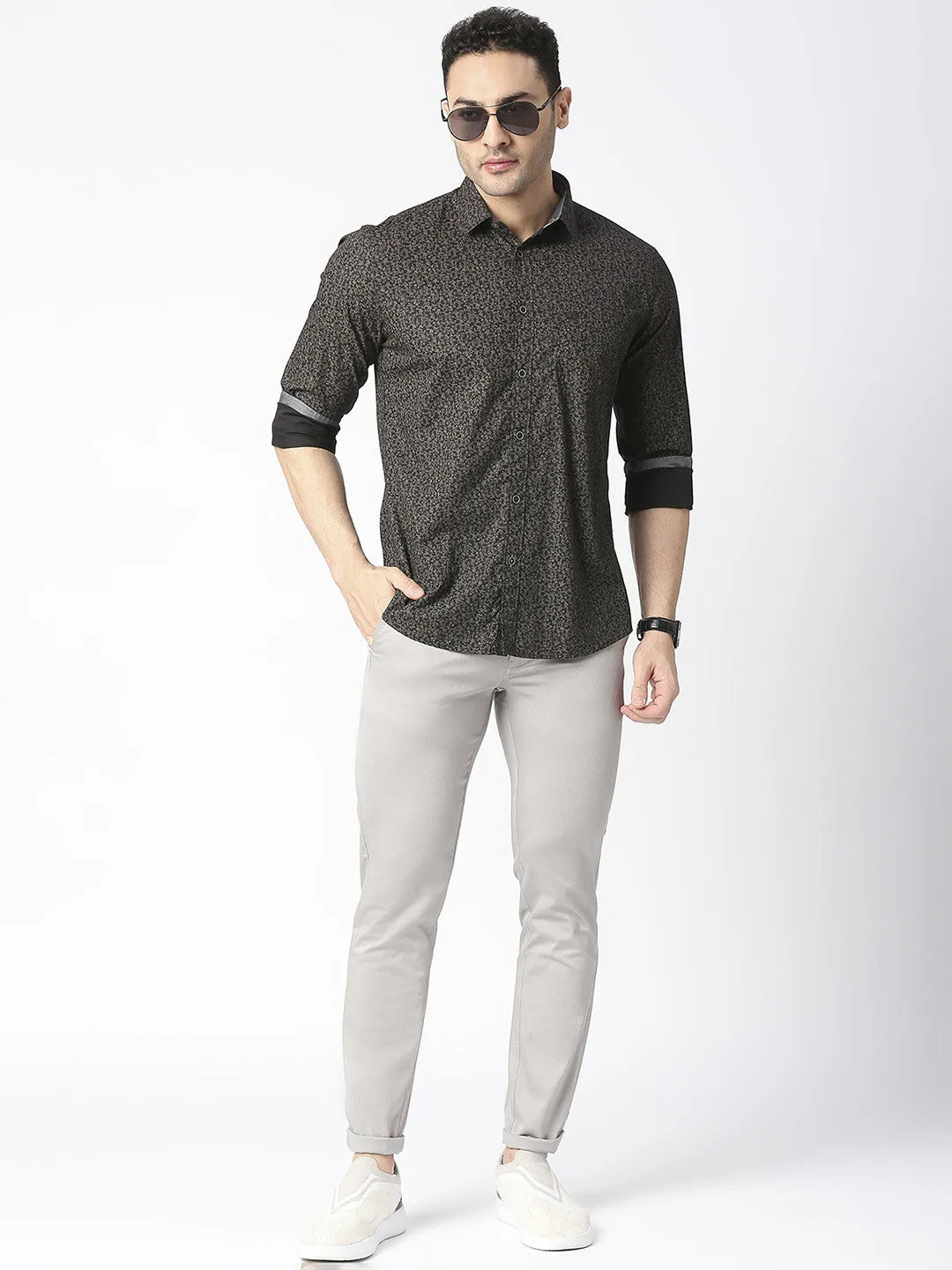 Light Grey Slim Tapered Cotton Stretch Trouser