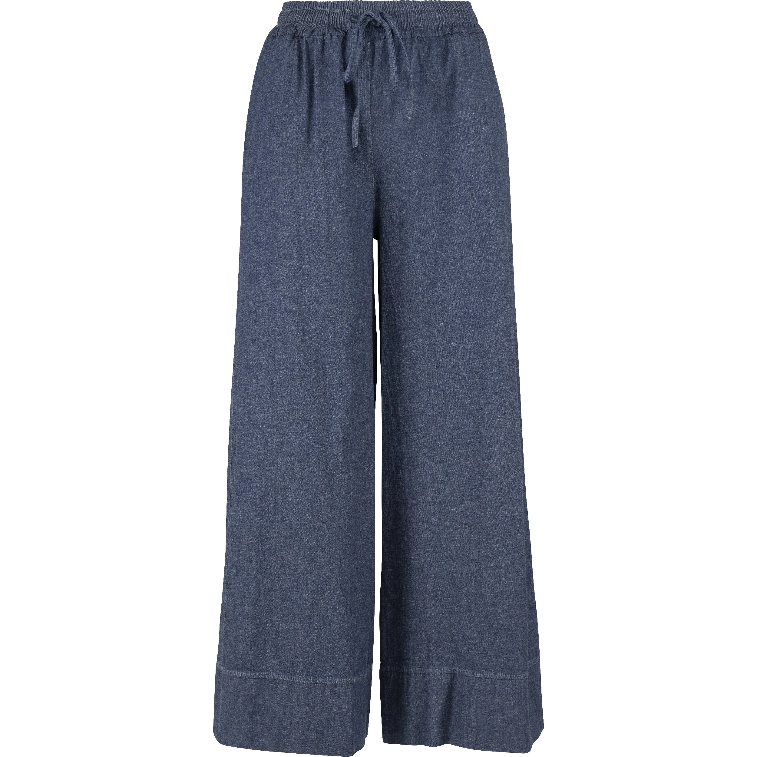 M Made in Italy – Wide-Leg Pull-On Pants With Draw-Cord – Medieval Blue Denim