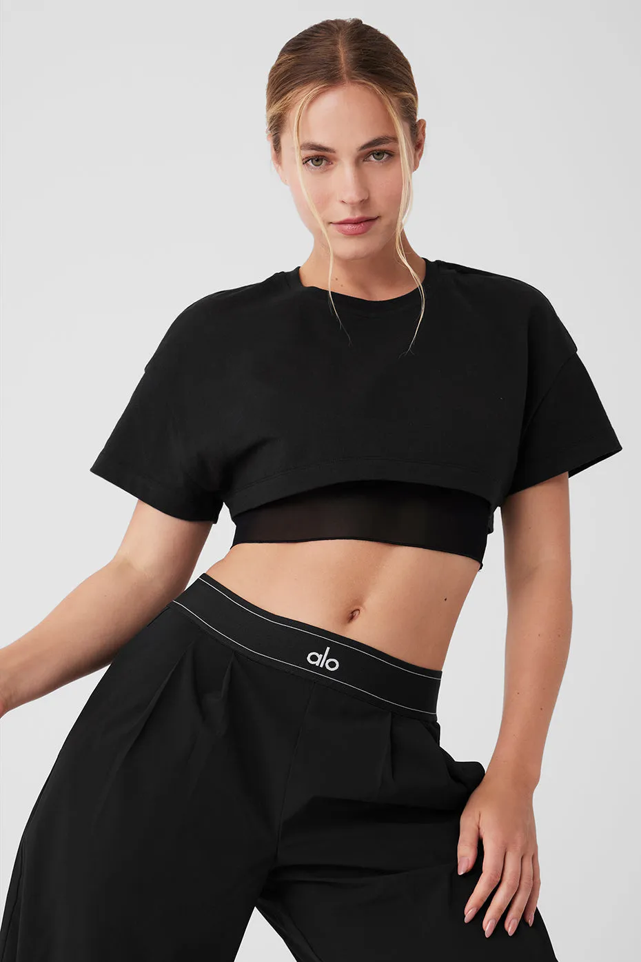 Made You Look Cropped Short Sleeve Tee - Black