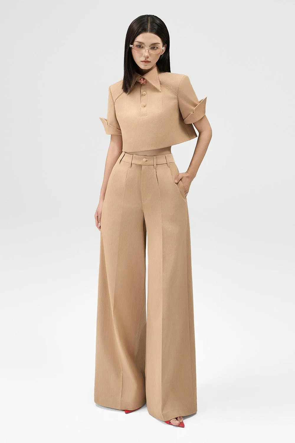 Margot Straight Side Pocket Taffeta Floor Length Pants