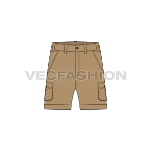 Mens Khaki Shorts with Patch Pockets