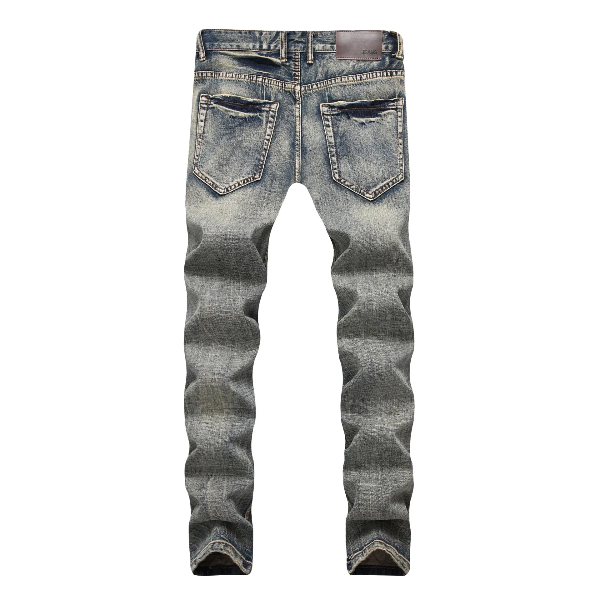 Men's Nostalgic Ripped Jeans Retro Fashion