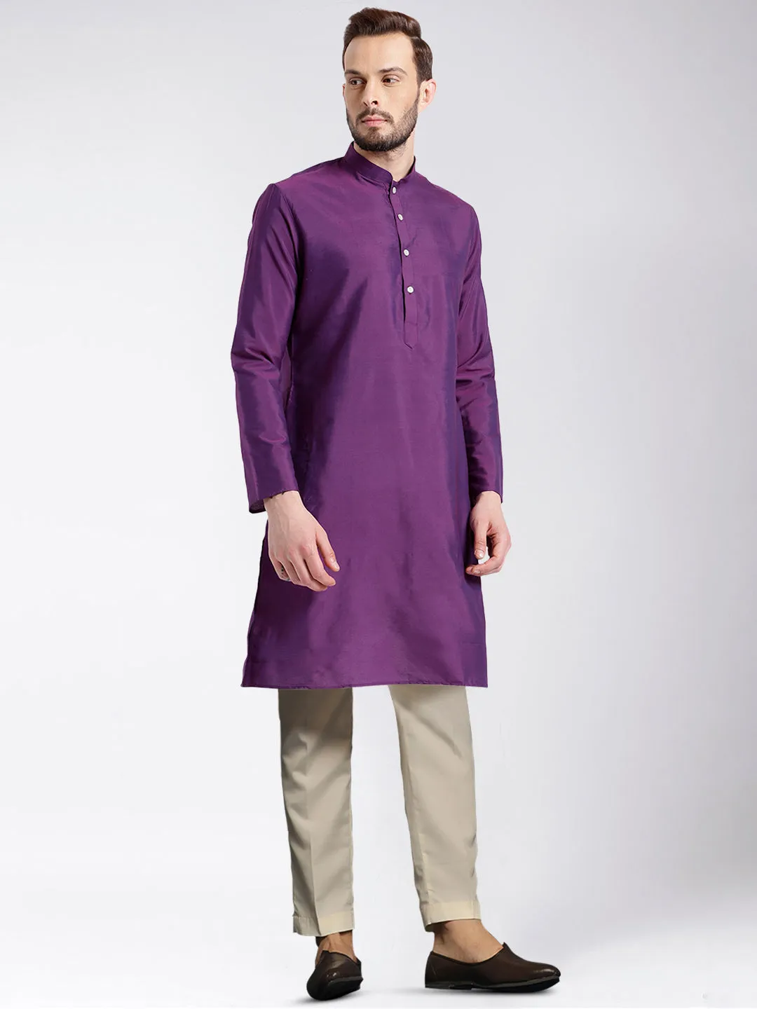 Men's Purple Kurta Trousers Set