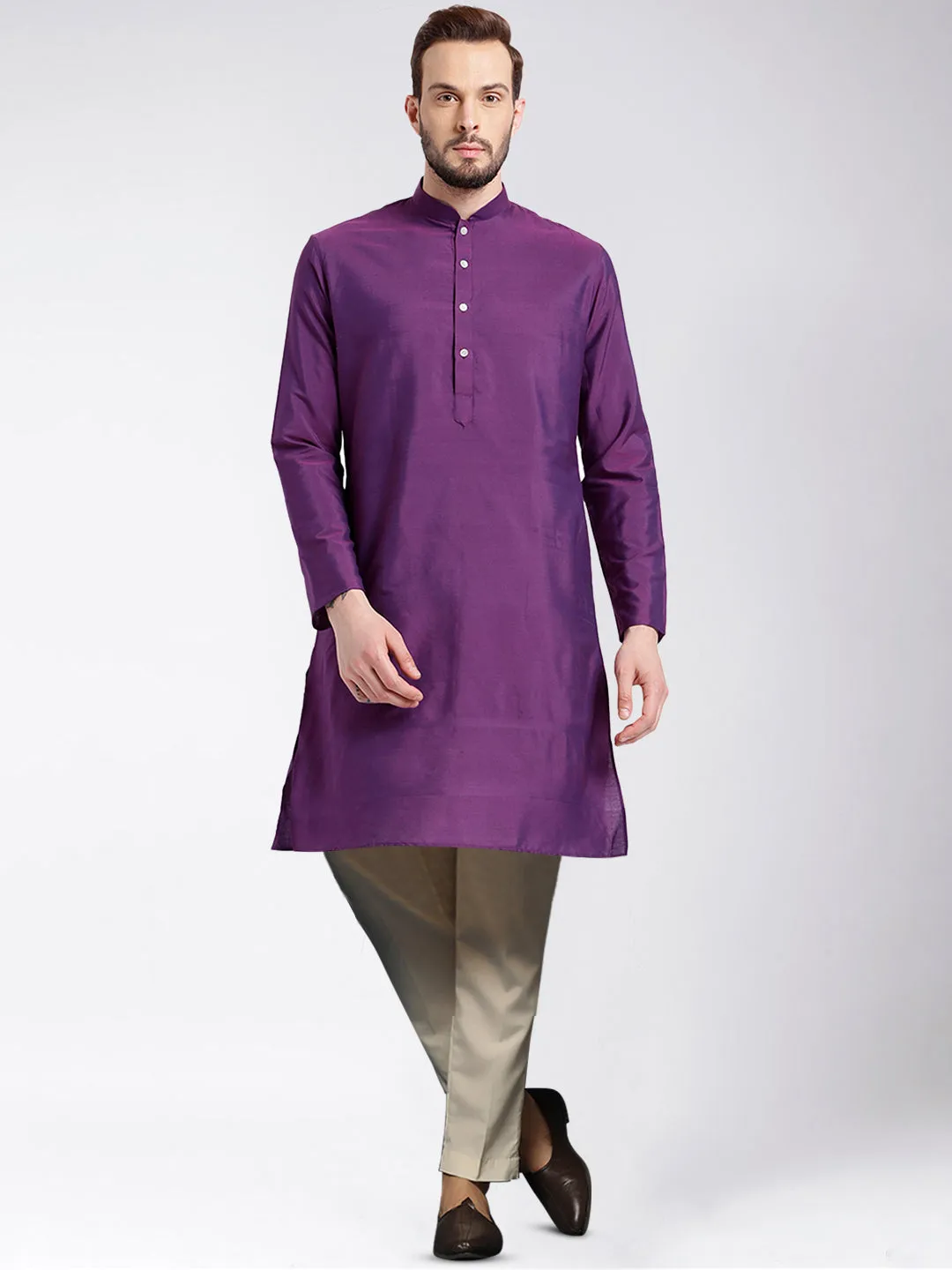 Men's Purple Kurta Trousers Set