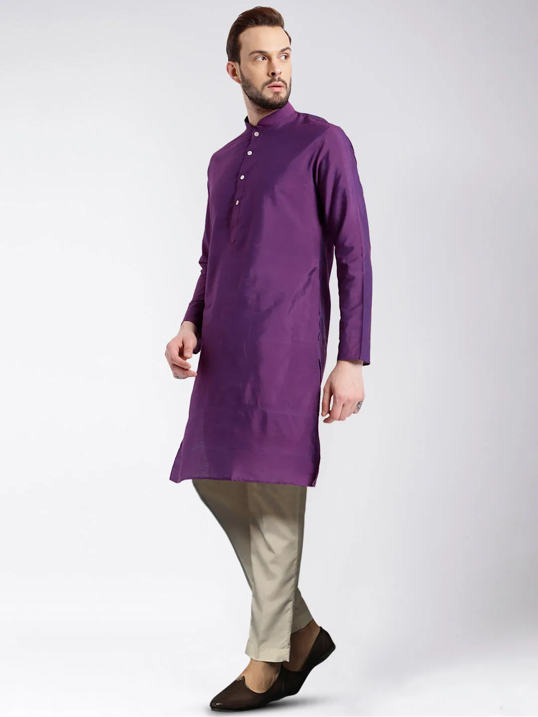 Men's Purple Kurta Trousers Set