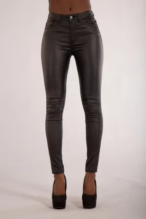 MidnightGlam High-Waist Faux Leather Trousers