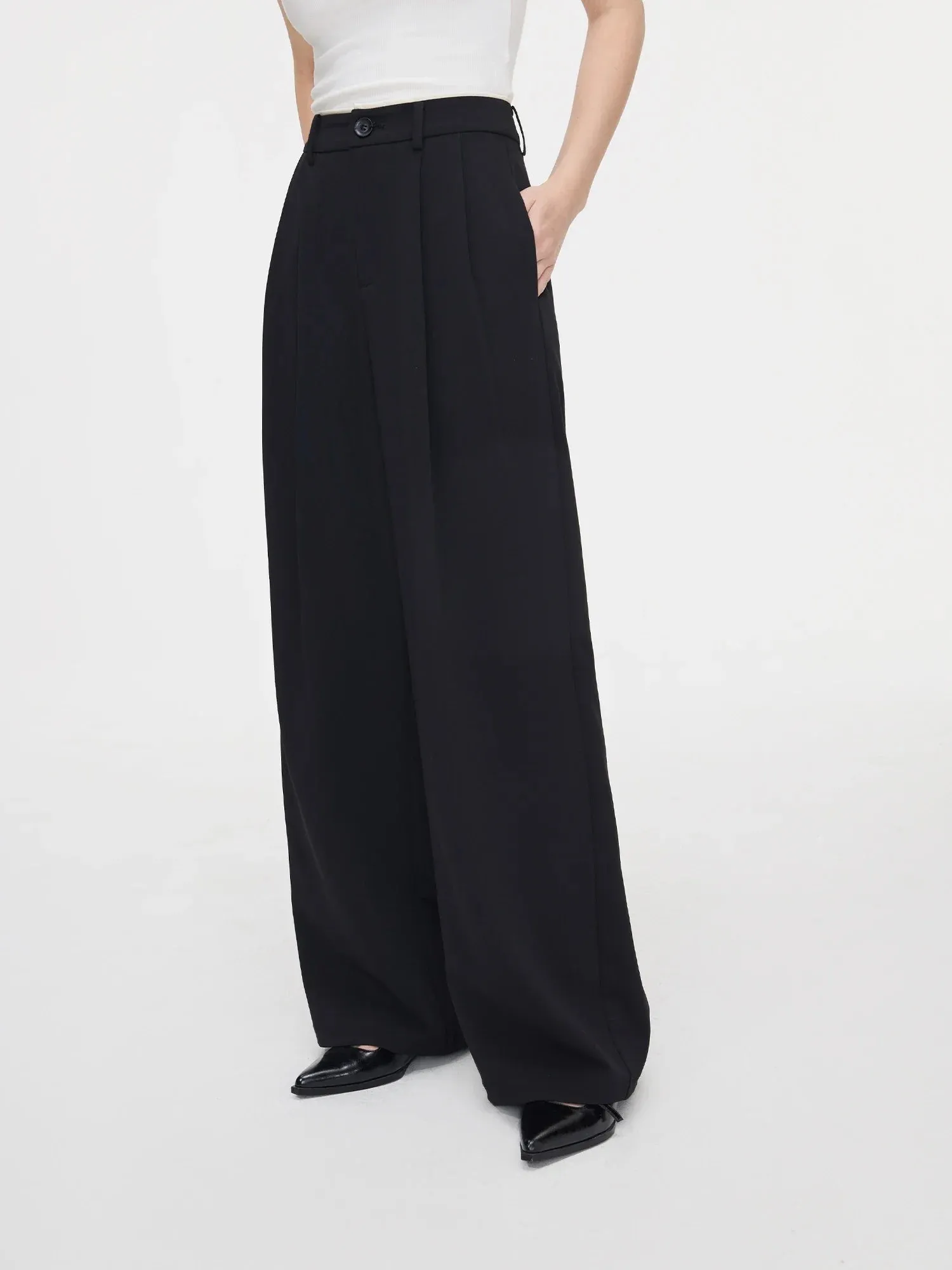 Office Lady Temperament Versatile Autumn Wide Leg Pants Suit Coats