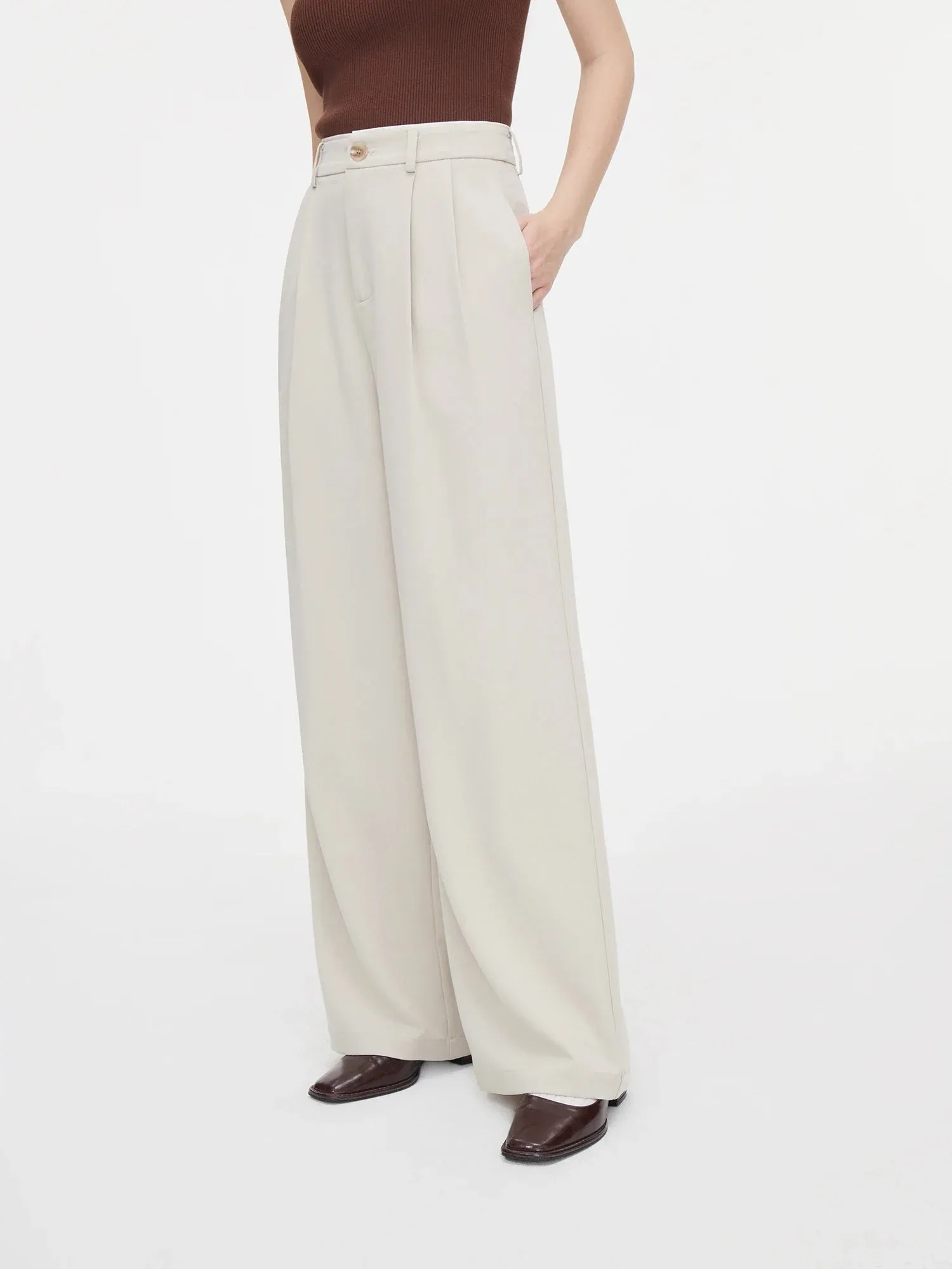 Office Lady Temperament Versatile Autumn Wide Leg Pants Suit Coats